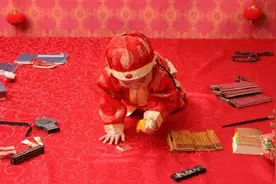 “贪心宝宝”抓周火了，结果有些出乎意料，网友：一锅端可还行？图片