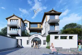 背山面水的三层中式别院主体建成，细节把控还原度高图片