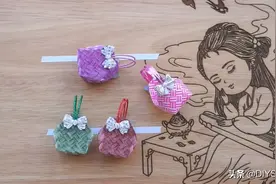 手工小课堂，带你学习如何用彩带折叠小篮筐！图片