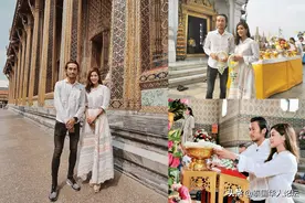 泰星Goy生日之际 同男友Toon去佛寺祈福图片