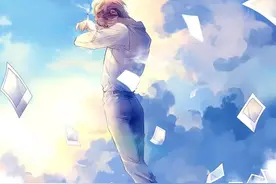 日系通透清新蓝色调人物插画图片