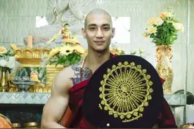 这个和尚有点帅！英俊脸庞，肌肉强壮，身材健壮，成了缅甸网红图片