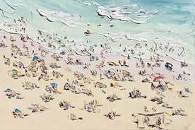 澳洲艺术家以厚叠油彩勾勒出碧海蓝天的油画图片