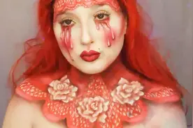 炫酷人体彩绘秀：美女把自己装扮成了流泪的新娘视频封面