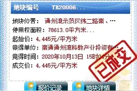通州湾科教产业投资底价竞得通州湾地块，成交楼面价2469元/㎡图片