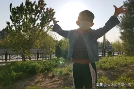 周末的午后，一家人带着小狗在公园里沐浴春天的阳光#唤醒好春光#图片