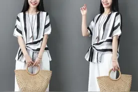 人见人夸的棉麻套装，柔软舒适，五六十岁女人穿，美的年轻动人图片
