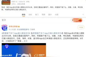阿里旗下多个App已接入微信支付，没有淘宝图片