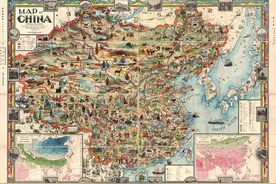 少有的民国时代漫画地图，超多细节，找找你的家乡在哪里？图片