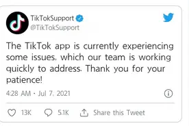 TikTok 确认该应用程序“遇到一些问题”图片