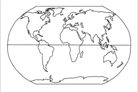 世界地图各洲地图空白线描图图片