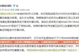 凌晨4点，国足官宣坏消息！26岁国脚重伤结果出炉：骨折+韧带撕裂图片