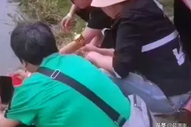 四川一女子放生巴西龟，刚离开就有人抄网捕捞，蹲在河边进行售卖图片