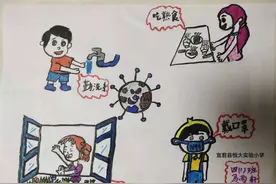 “红领巾”绘制手抄报，传递战“疫”正能量图片