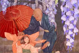 和风精致系插画，女孩子和狗狗更配哦图片