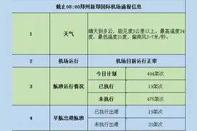 郑州新郑国际机场今日计划执行航班494架次，已执行19架次图片