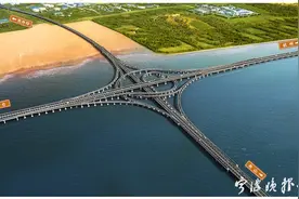 亚洲最大海上互通立交桥：杭甬高速复线滨海枢纽开工图片