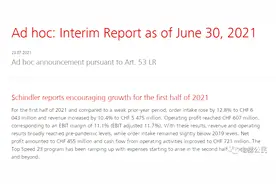 迅达电梯2021半年度业绩公布，上半年订单增长12.8%超通力图片