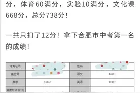 2020年合肥市中考第1名公布图片