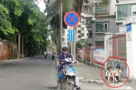 宝爸带儿女路边吃早餐，无意间举动引网友称赞：最高级别“炫富”图片