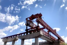 一线 | 东双项目平双段07标上跨京哈公铁立交桥完成首片箱梁架设图片