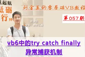 零基础VB教程057期：vb6中的try catch finally异常捕获机制视频封面