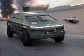特斯拉Cybertruck变身军用装甲，科幻战场风格图片
