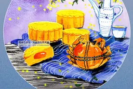 儿童画教程｜油水分离趣画中秋节的美味图片