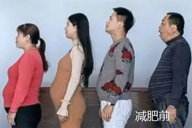 为鼓励宝妈产后瘦身，一家4口齐减肥，结果公公“返老还童”了？图片