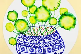 儿童画教程｜创意儿童画--一盆清新的铜钱草图片