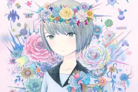 日本的插画师：少女与花，这插画够梦幻，水彩和数位板图片