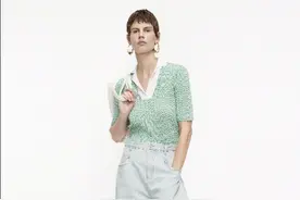 [戚薇]夏日私服拍，Edition混色POLO毛衫搭配直筒阔腿牛仔裤图片
