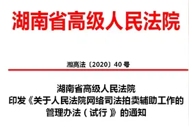 硬核！湖南高院出台管理办法规范网络司法拍卖！全文来了！图片