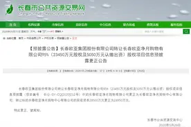 长春欧亚集团转让欧亚净月购物有限公司95%（23450万元股权及5050万元认缴出资）股权项目信息预披露更正公告图片