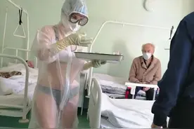 俄美女护士着透视装爆红，受聘主持天气预报，不忘初心仍一线抗疫图片