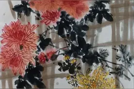《东篱赏秋》——卷瓣菊花蜜蜂的画法图片