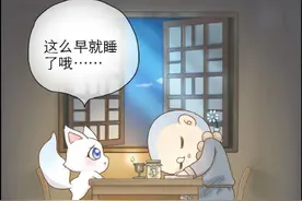 小和尚背经文睡着了，小狐狸高兴坏了图片