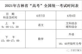 长春市高考考试时间表及城区、外县考点安排表图片