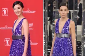 桂纶镁的审美真难懂，一袭深V裙别个厚皮带太笨重，全凭气质支撑图片