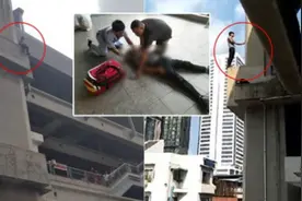 惊险！一中国男子从泰国机场快线站3楼失足坠落图片