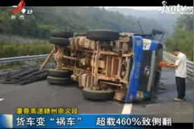 厦蓉高速赣州崇义段：货车变“祸车” 超载460%致侧翻视频封面