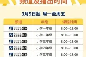 转发扩散！3月9日四川中小学线上“开学”！全年级课表如下图片