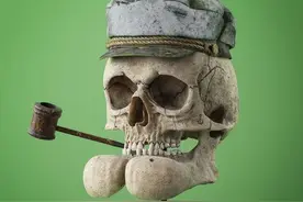 3D艺术家创作的卡通人物头骨化石图片