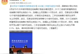 国家统计局：2月份19城楼市无新房成交图片
