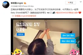 王力宏妻子和女儿改编洗手歌 萌娃扎小辫背影超萌图片