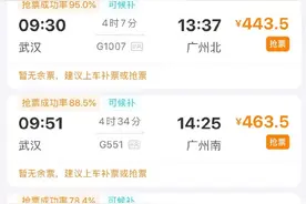部分离汉高铁车票已售罄 离汉旅客多前往珠三角地区图片