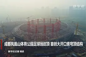 成都凤凰山体育公园足球场封顶 首创大开口索穹顶结构