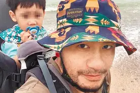 张震岳背着儿子户外运动，疫情期间也要享受大自然图片