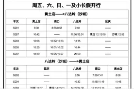 北京S2线五一期间怎么开行？列车时刻表来了图片