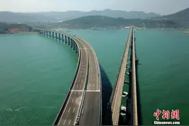 航拍建设中的福建平潭海峡公铁两用大桥图片